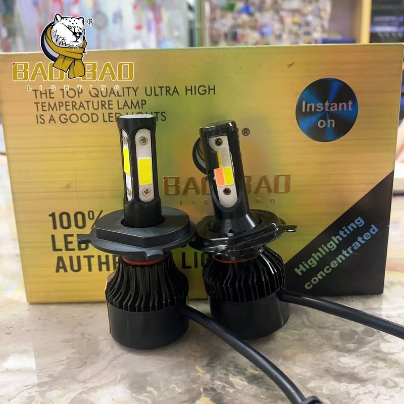 X7 Led Bulb X7 Golden Box 4 Side 4 Face Multiple Color White Color LED Headlight ...