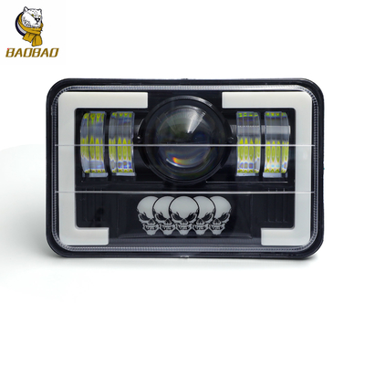 Plastic Aluminum 5 Inch Skull White Yellow Car LED Headlights Moto Spotlight