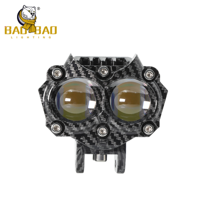 Carbon Fiber Casing White Yellow Flash Aluminum LED Motorcycle Spot Lights