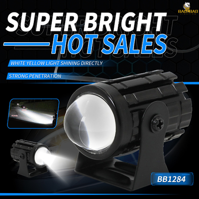 White Yellow 12V Universal MINI LED Headlight Motorcycle Spotlight