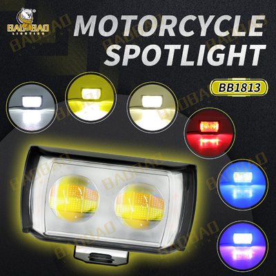 Full Aluminum White Yellow Dual Color 2 LED Motorcycle MINI Driving Light