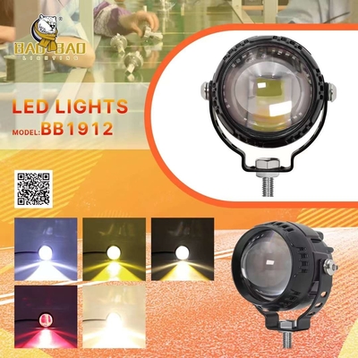 Single Beam White Yellow Red Flash Aluminum Motorcycle External LED Spotlight