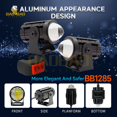 2pcs White Yellow Dual Color Aluminum Mini Driving Fog Light Available For Motorcycle