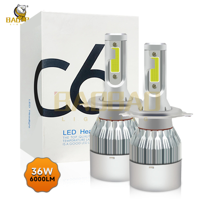 C6 H4 White And Yellow Dual Color 18 Watts Iron Metal Car Headlight Bulb Auto Parts