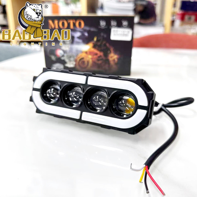 Motorcycle LED Fog Light 4 Lens White Yellow Aluminum